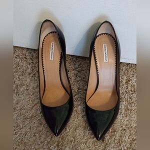 Emporio Armani size 37.5 patent leather black stilettos